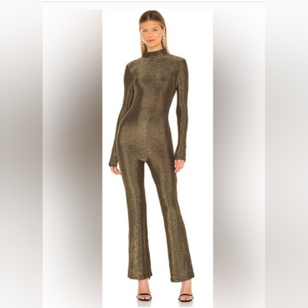NEW superdown Gold Shimmer Backless Jumpsuit Size Small